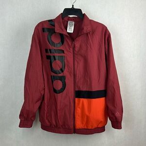 Adidas Big Logo Colorblock Jacket Windbreaker Sz Medium Orange Red Pink Black